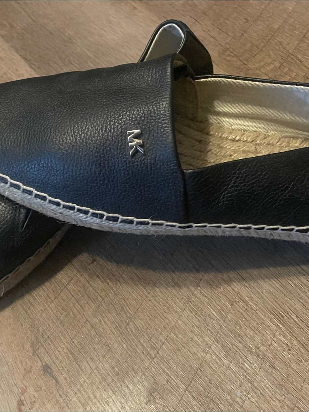 Michael Kors Black Leather Espadrille Slip-Ons